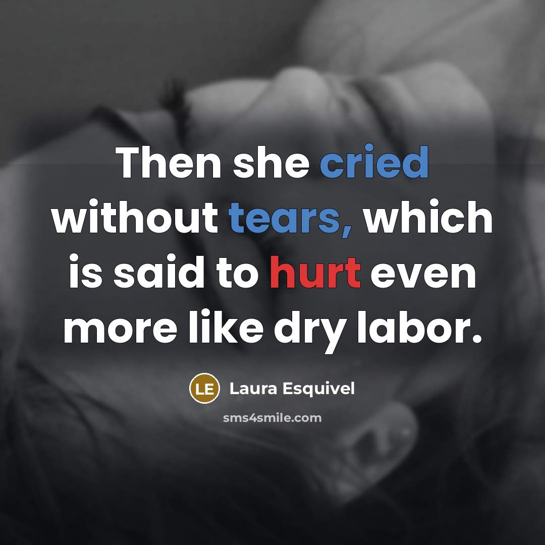 “Then she cried without tears, which is said to hurt even more like dry labor.” quote by Laura Esquivel