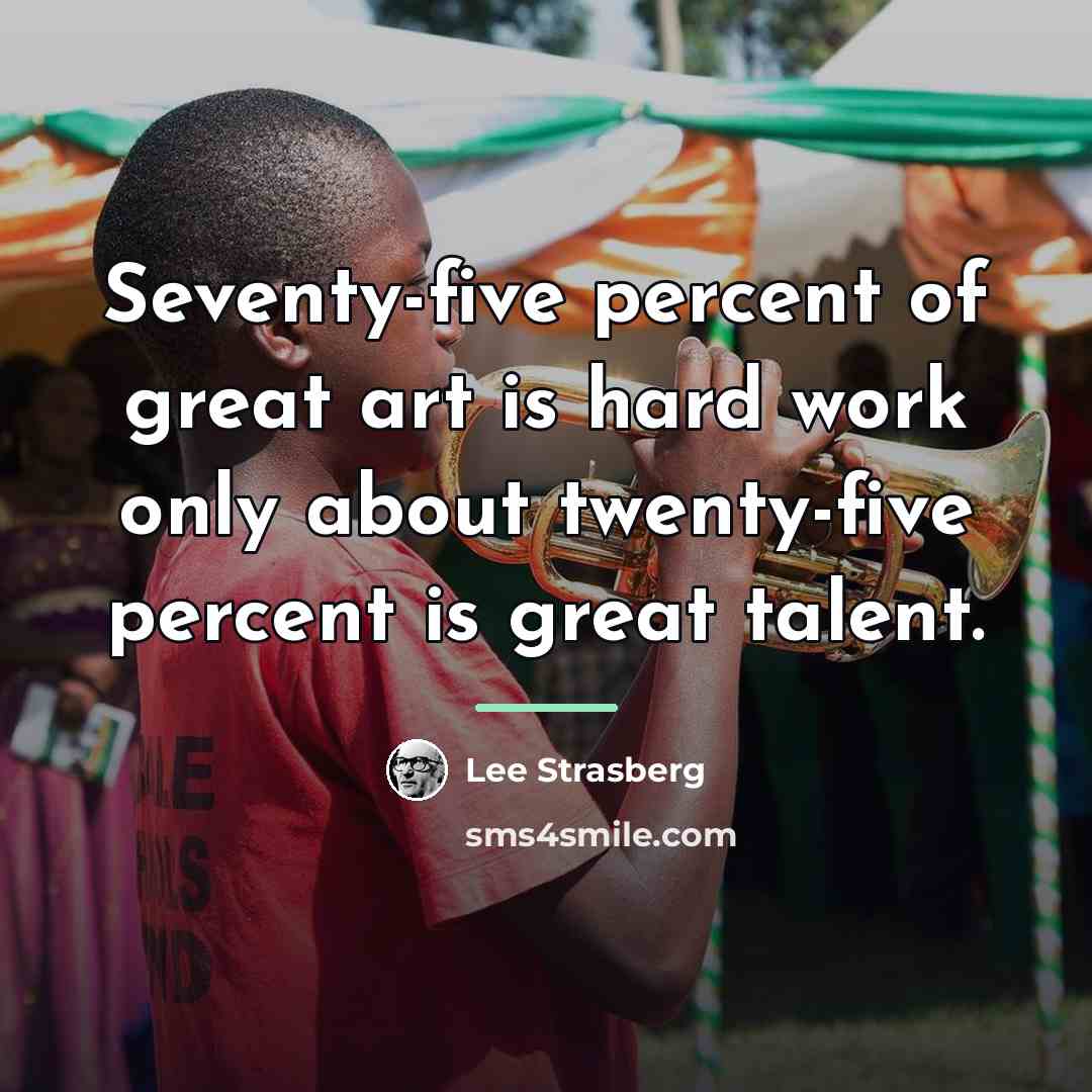 “Seventy-five percent of great art is hard work only about…” quote by Lee Strasberg