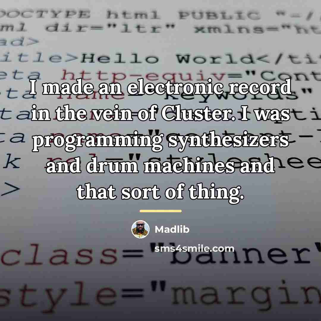 “I made an electronic record in the vein of Cluster.…” quote by Madlib