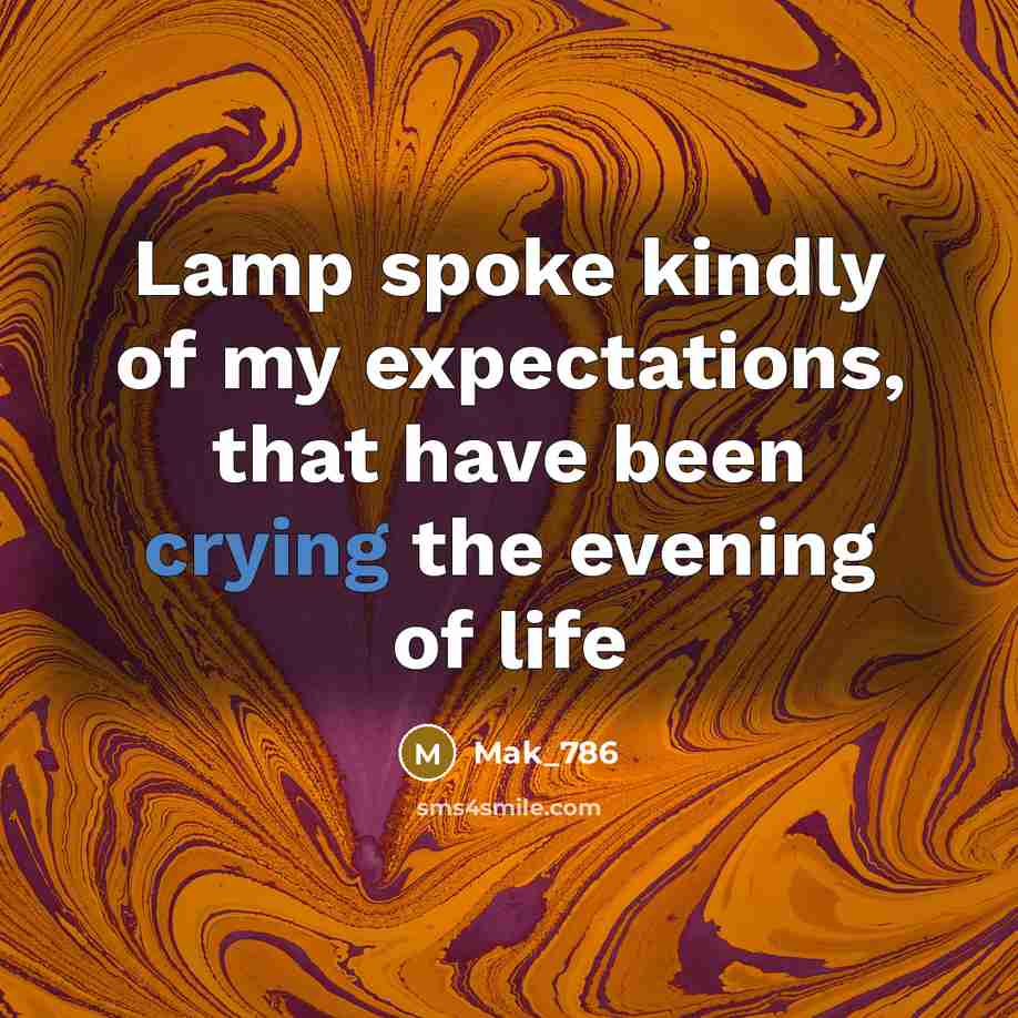 “Lamp spoke kindly of my expectations, that have been crying…” quote by Mak_786