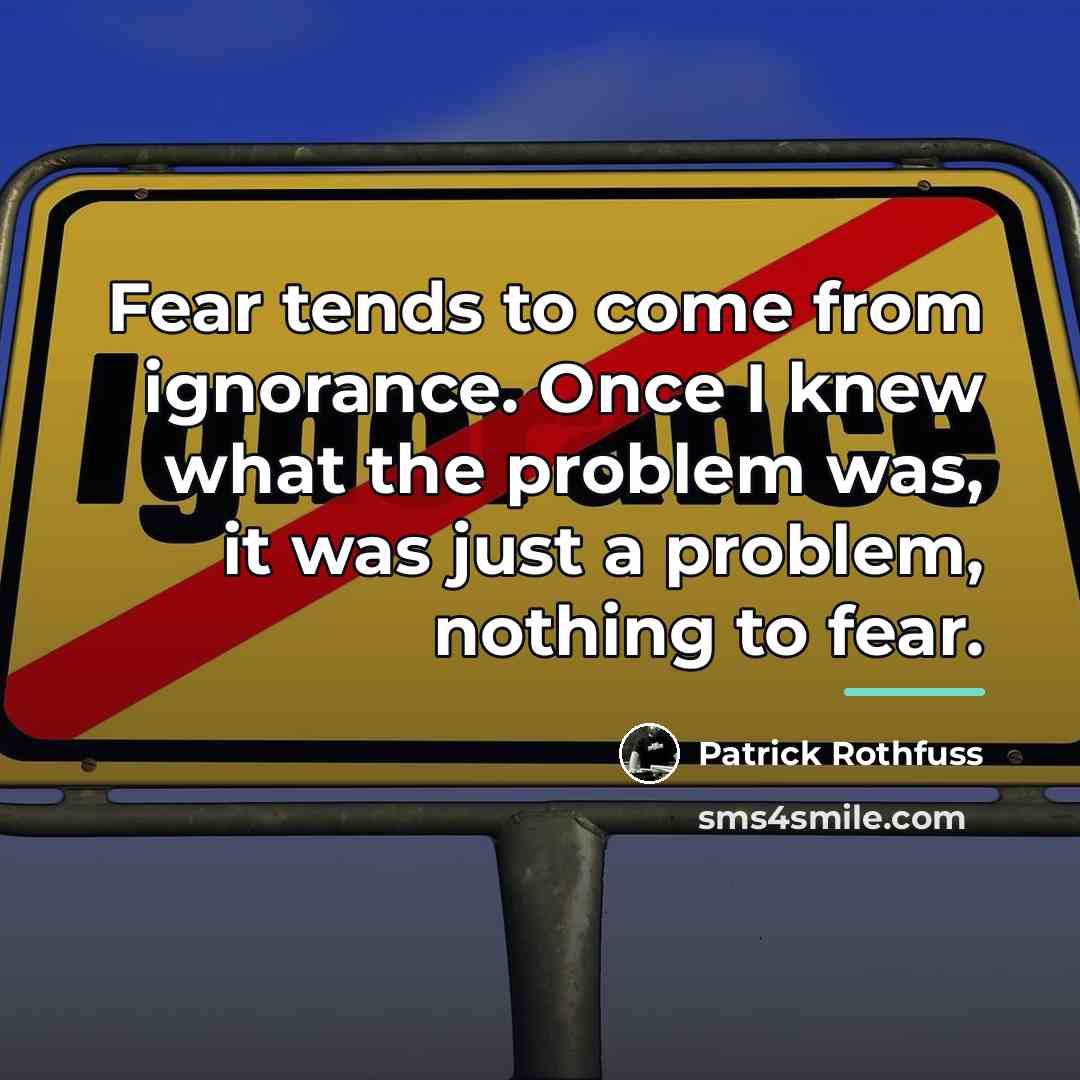 “Fear tends to come from ignorance. Once I knew what…” quote by Patrick Rothfuss