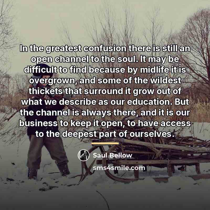 “In the greatest confusion there is still an open channel…” quote by Saul Bellow