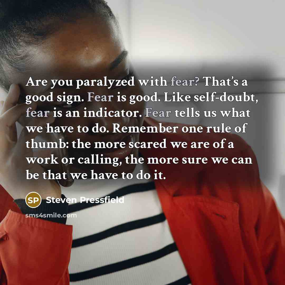 “Are you paralyzed with fear? That’s a good sign. Fear…” quote by Steven Pressfield