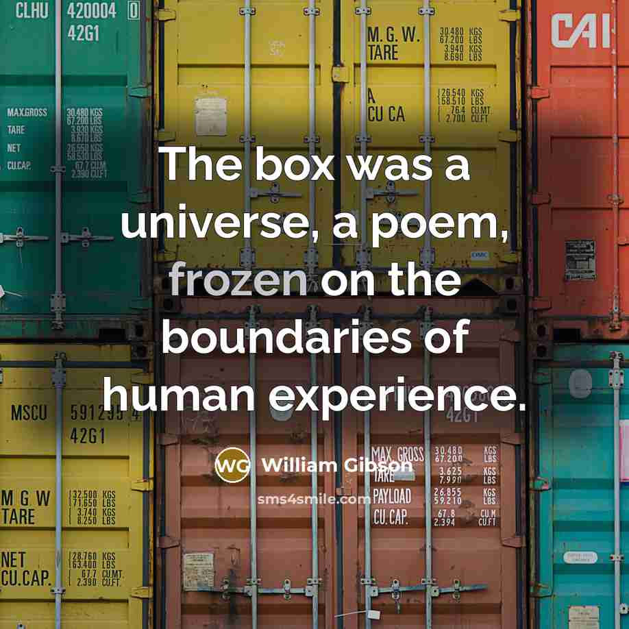 “The box was a universe, a poem, frozen on the…” quote by William Gibson