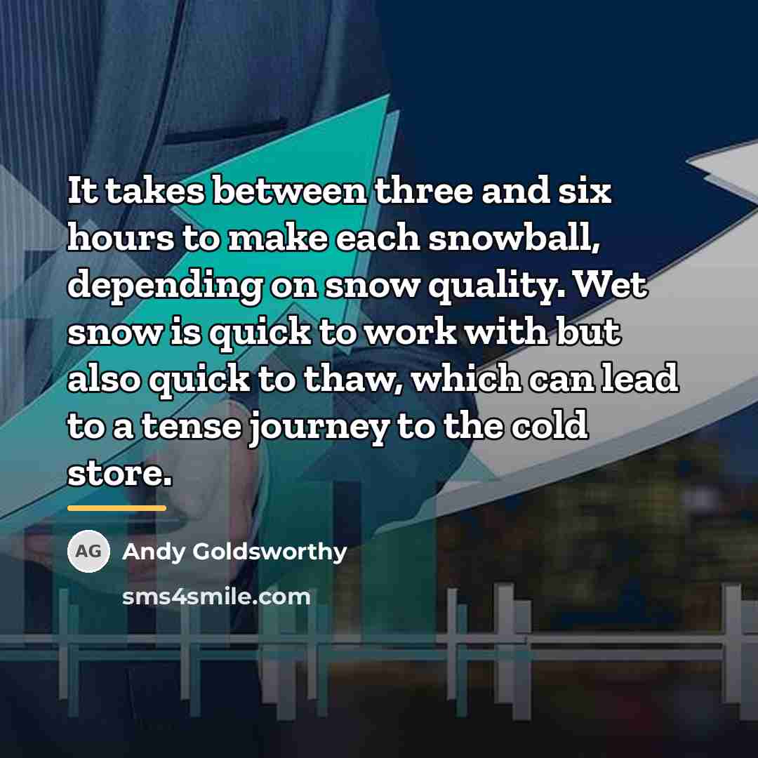 “It takes between three and six hours to make each…” quote by Andy Goldsworthy