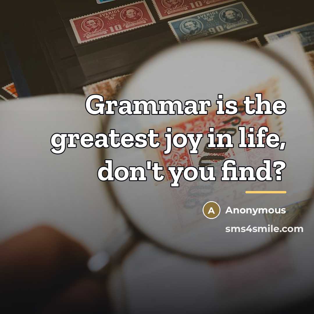 “Grammar is the greatest joy in life, don't you find?…” quote by Anonymous