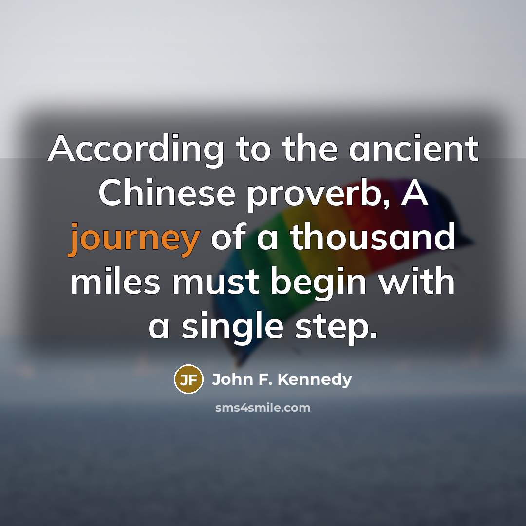 “According to the ancient Chinese proverb, A journey of a…” quote by John F. Kennedy