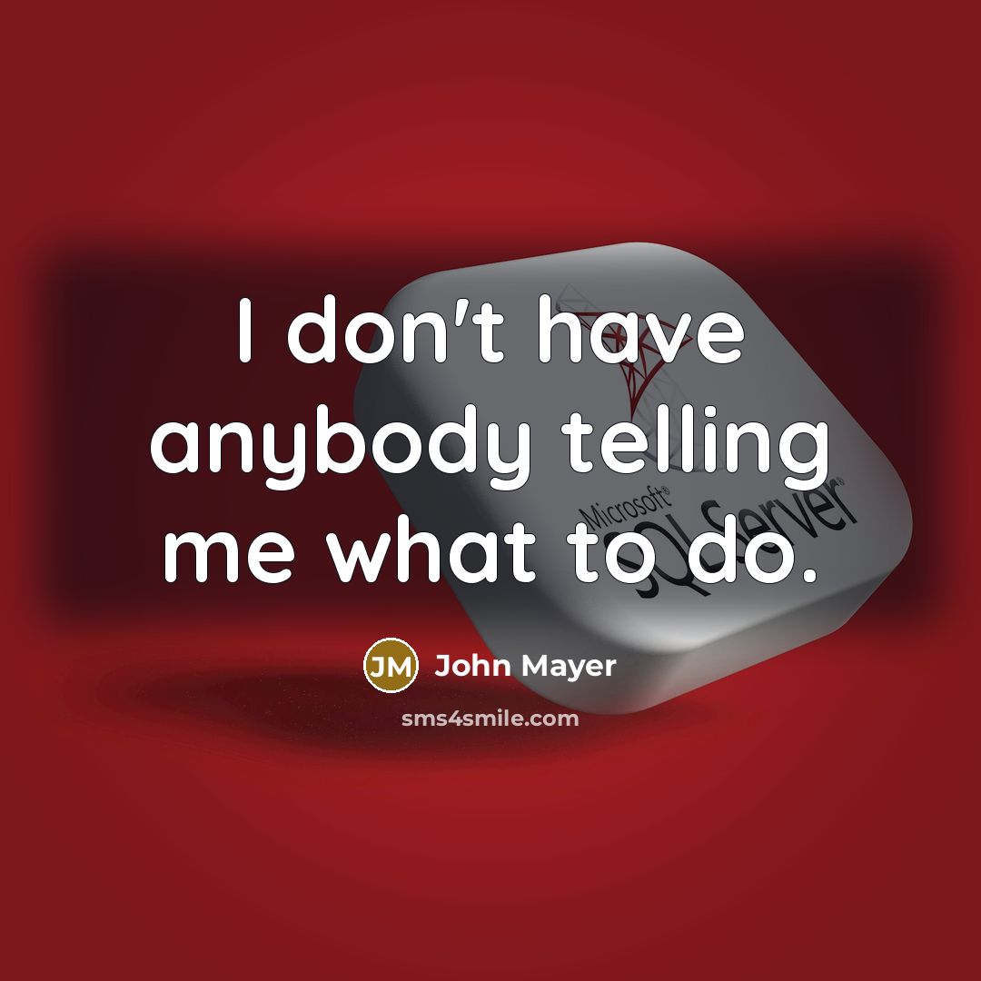 “I don't have anybody telling me what to do.…” quote by John Mayer