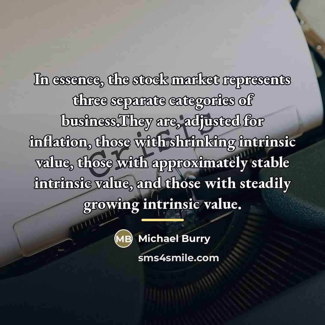 “In essence, the stock market represents three separate categories of…” quote by Michael Burry