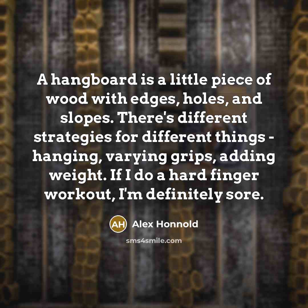 “A hangboard is a little piece of wood with edges,…” quote by Alex Honnold
