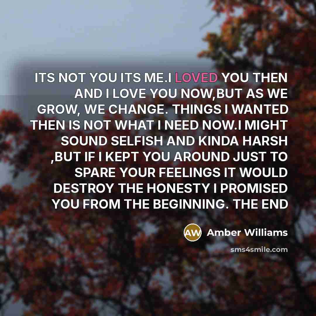 “ITS NOT YOU ITS ME.I LOVED YOU THEN AND I…” quote by AMBER WILLIAMS