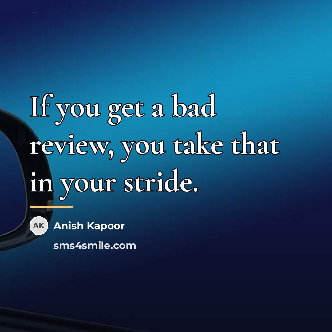 “If you get a bad review, you take that in…” quote by Anish Kapoor