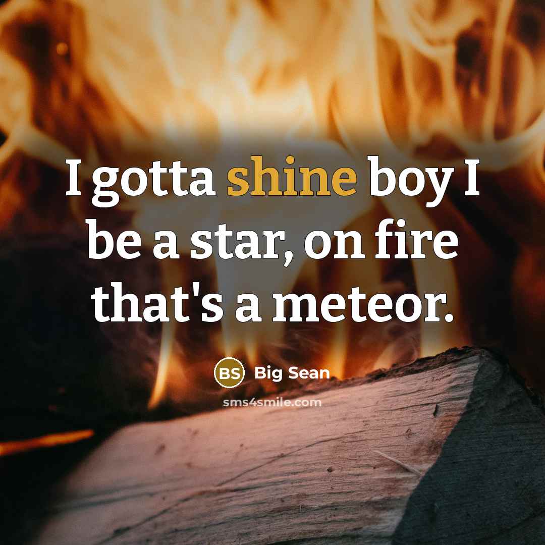 “I gotta shine boy I be a star, on fire…” quote by Big Sean