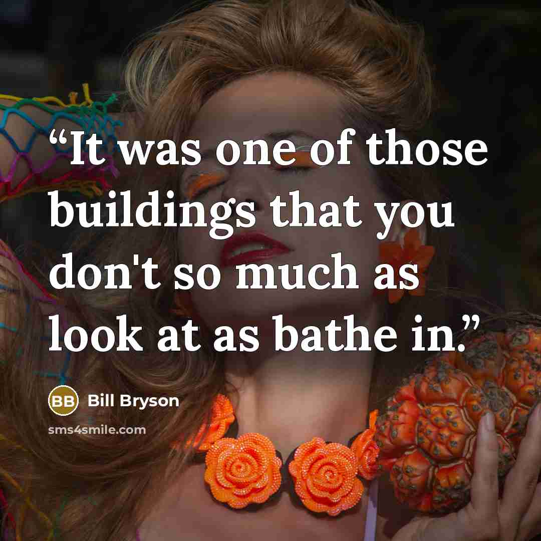 “It was one of those buildings that you don't so much as look at as bathe in.” quote by Bill Bryson