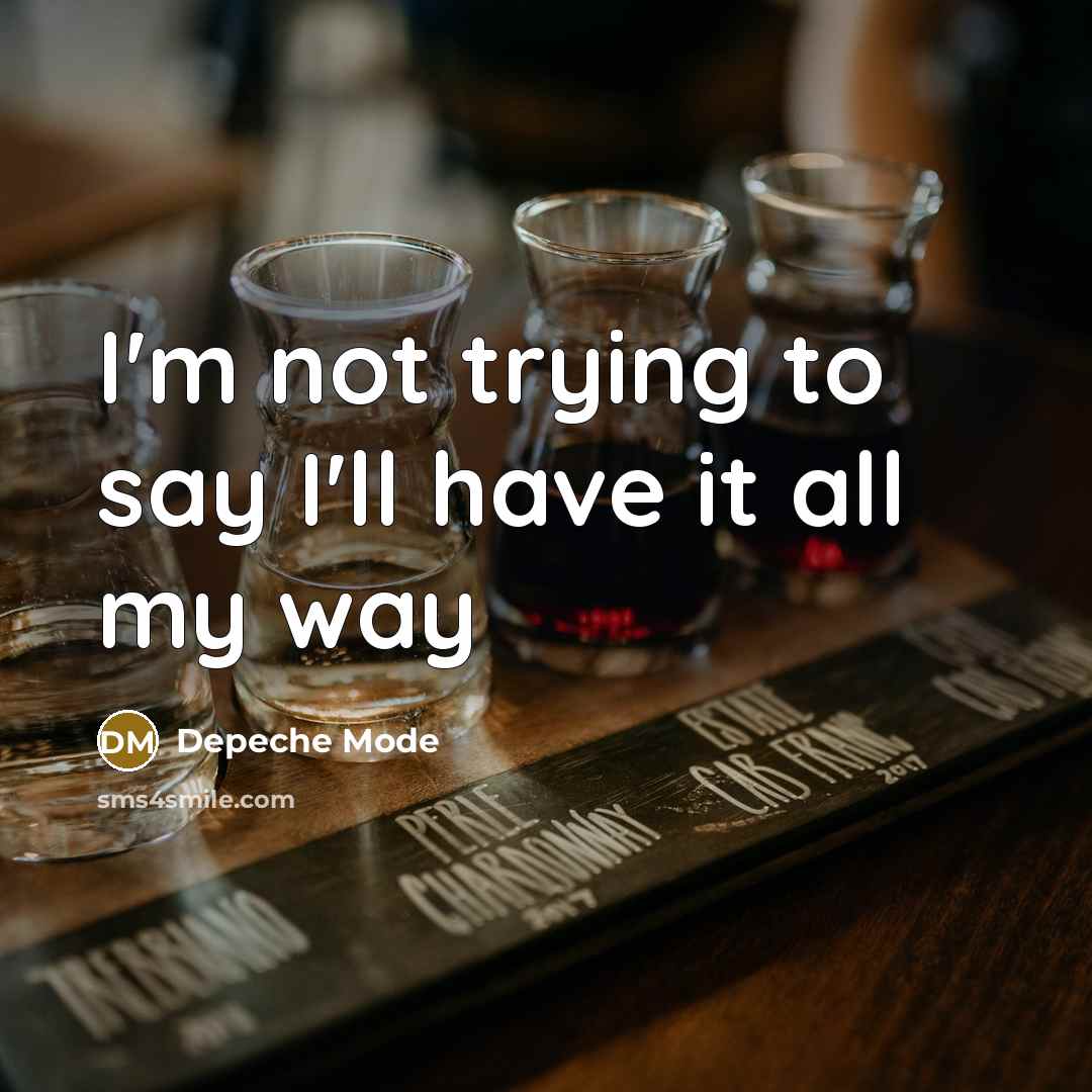 “I'm not trying to say I'll have it all my…” quote by Depeche Mode