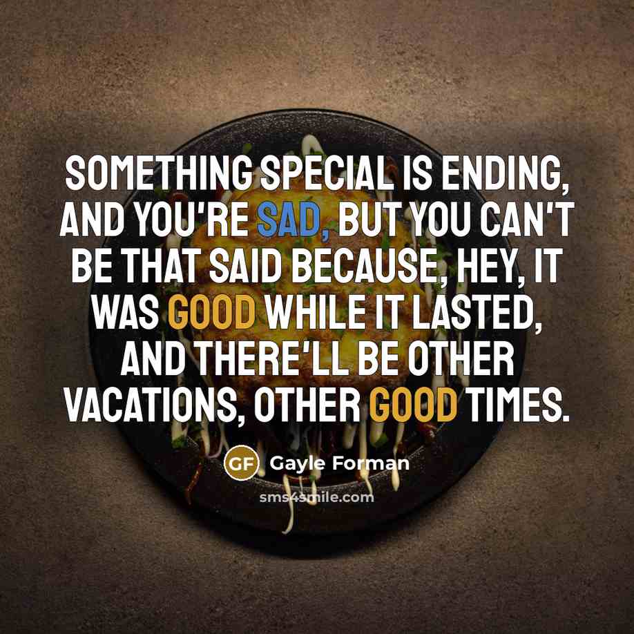 “Something special is ending, and you're sad, but you can't…” quote by Gayle Forman