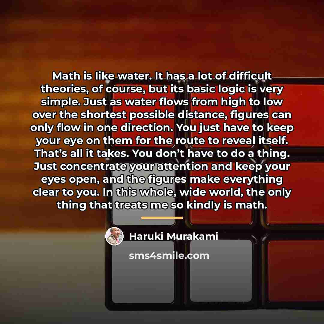 “Math is like water. It has a lot of difficult…” quote by Haruki Murakami
