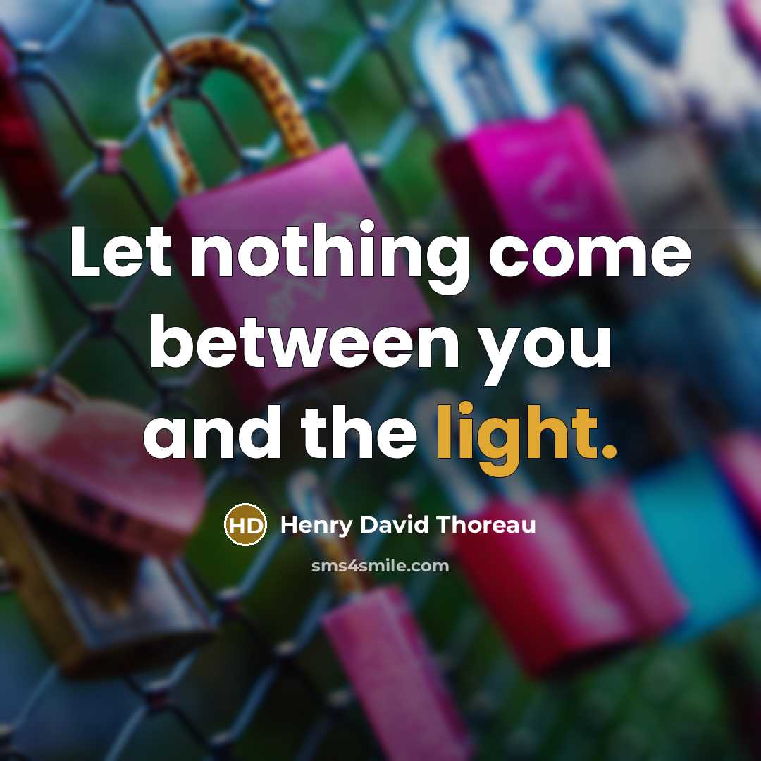 “Let nothing come between you and the light.” quote by Henry David Thoreau