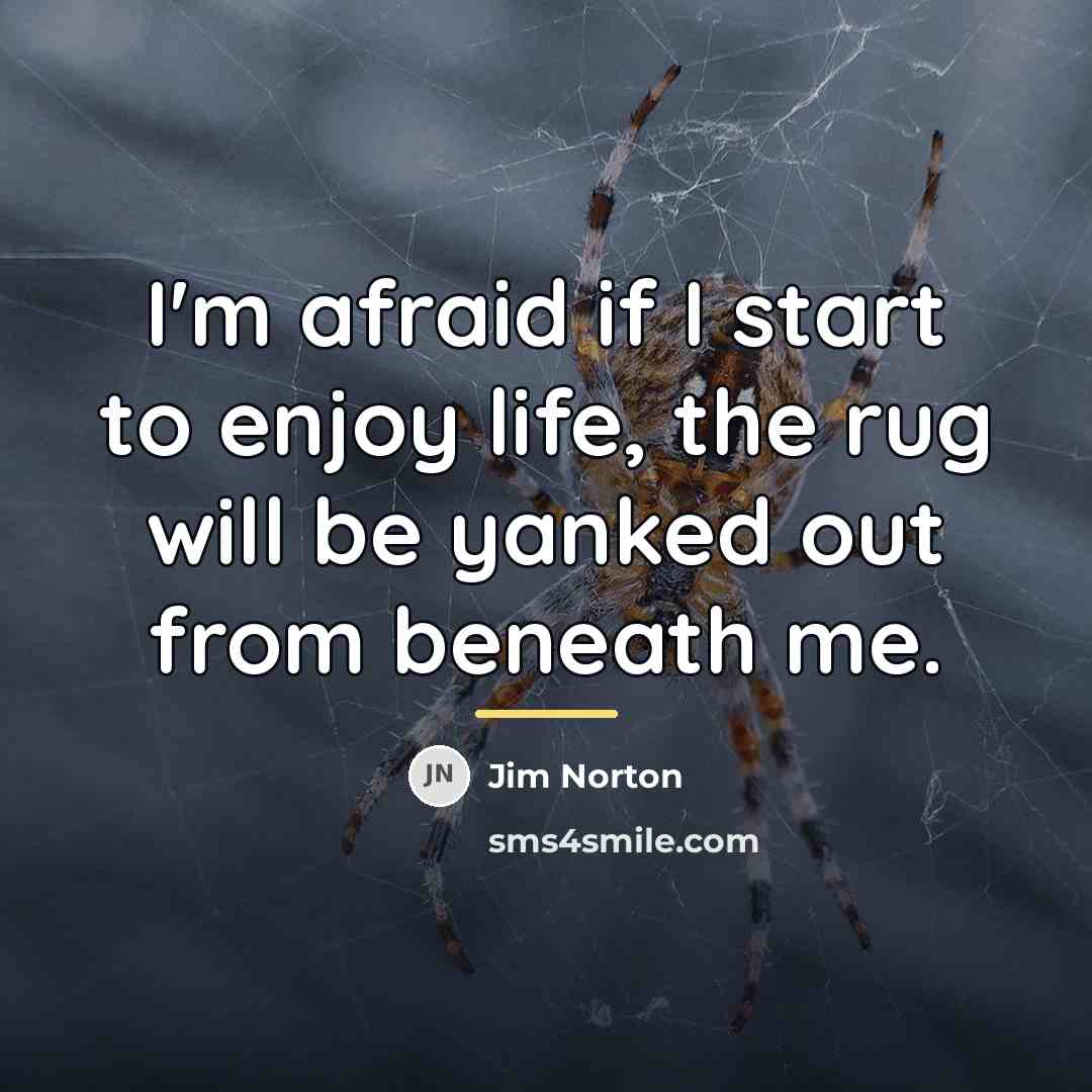“I'm afraid if I start to enjoy life, the rug…” quote by Jim Norton