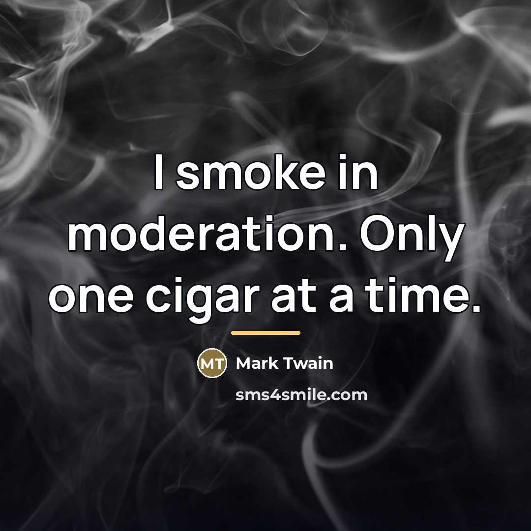 “I smoke in moderation. Only one cigar at a time.…” quote by Mark Twain