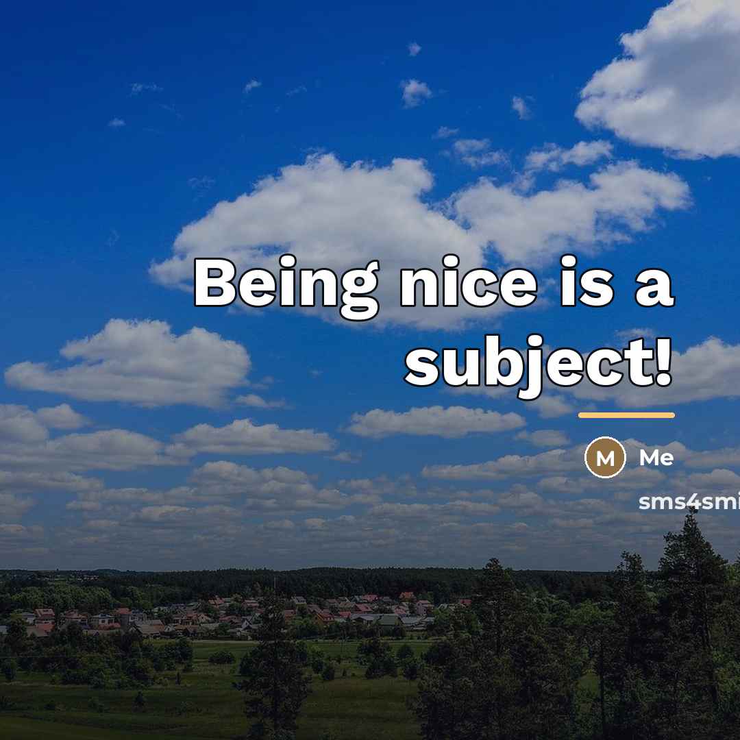 “Being nice is a subject!…” quote by Me