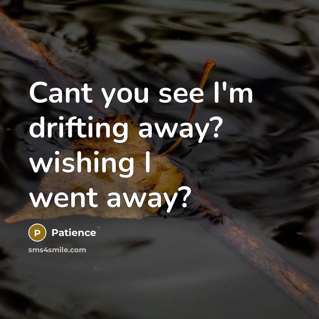 “Cant you see I'm drifting away? wishing I went away?…” quote by Patience