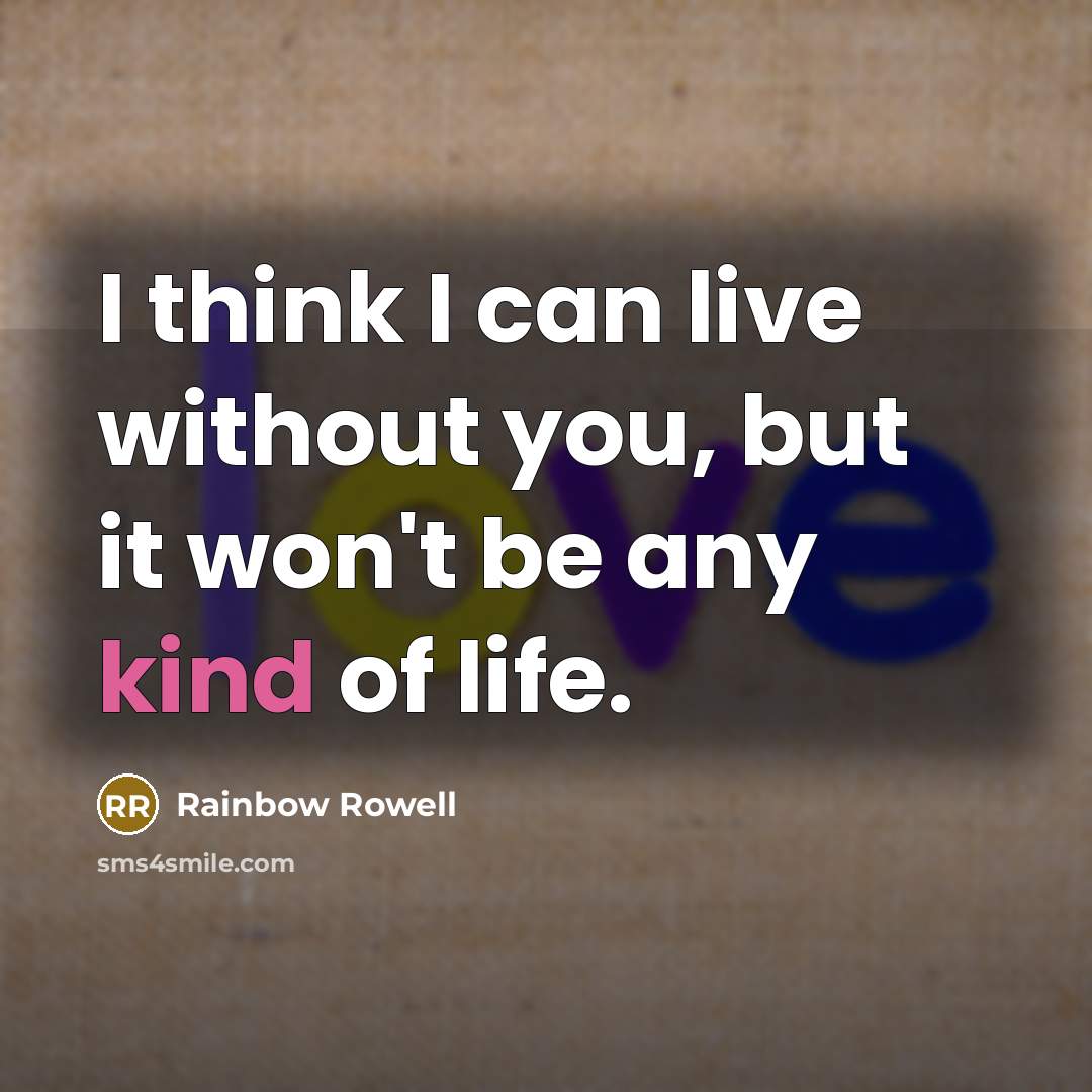 “I think I can live without you, but it won't…” quote by Rainbow Rowell