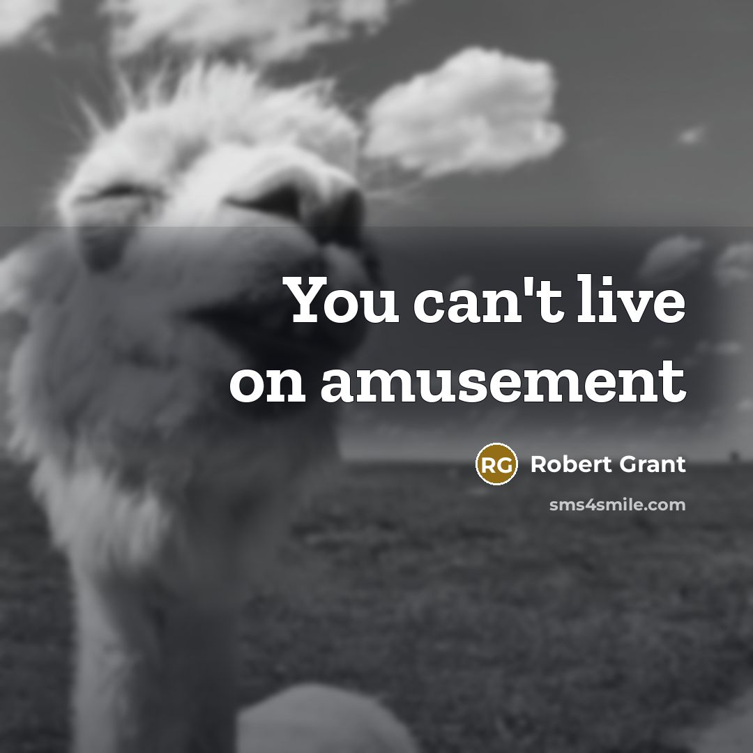 “You can't live on amusement…” quote by Robert Grant