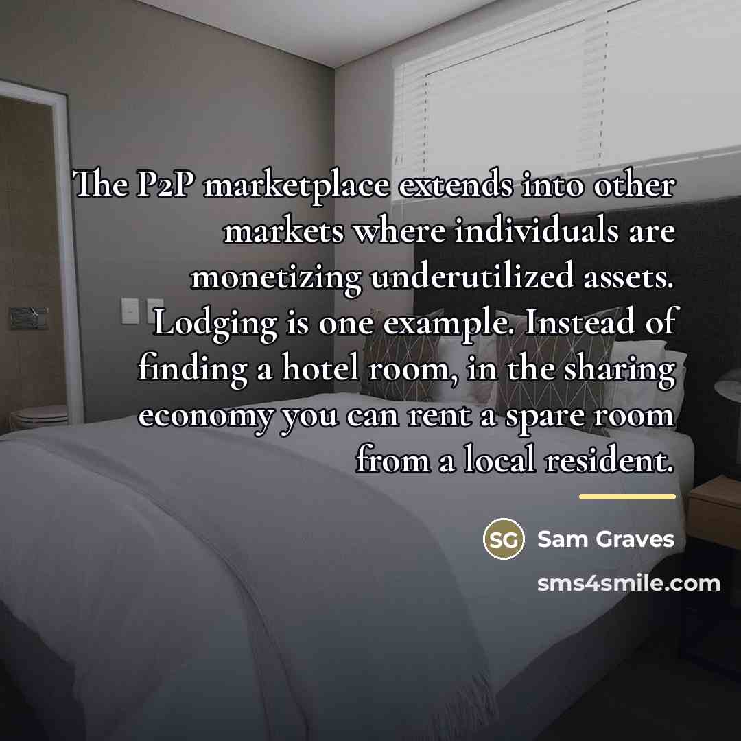 “The P2P marketplace extends into other markets where individuals are…” quote by Sam Graves