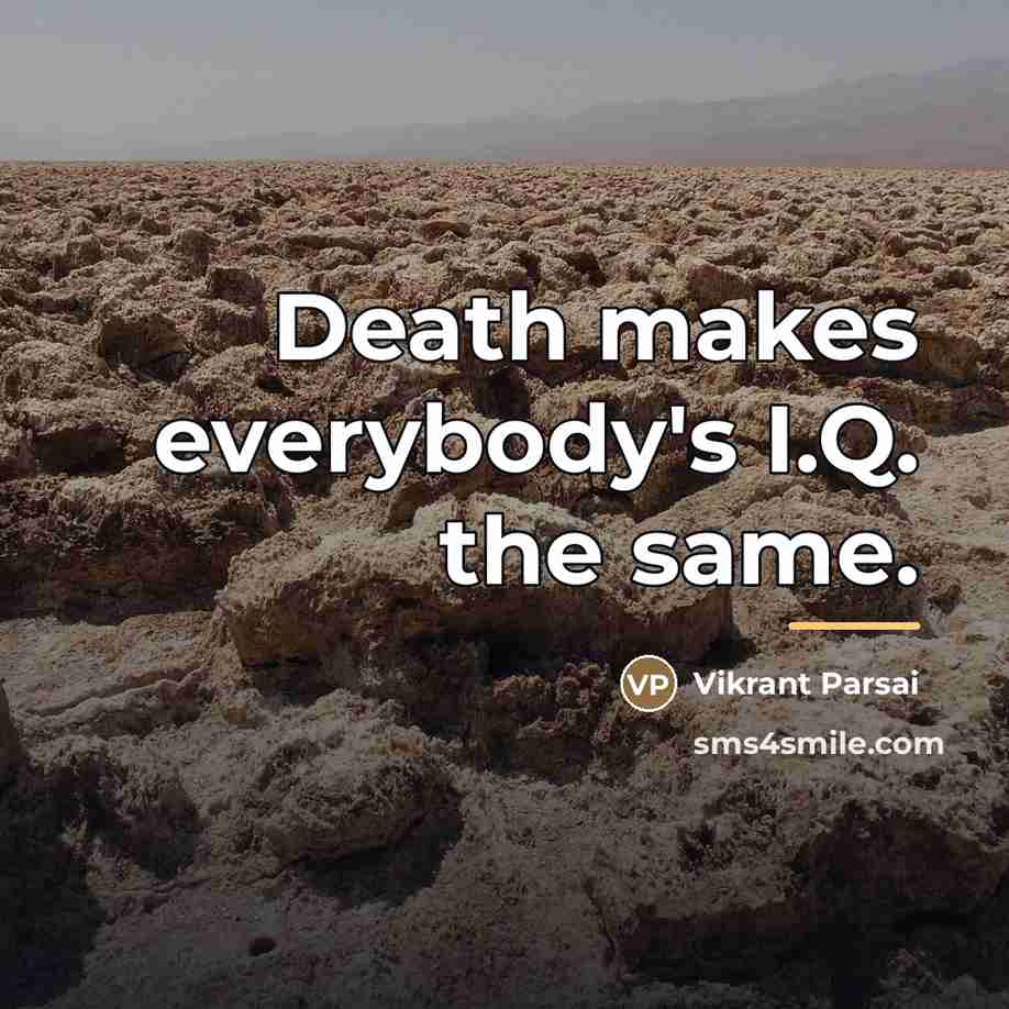 “Death makes everybody's I.Q. the same.…” quote by Vikrant Parsai
