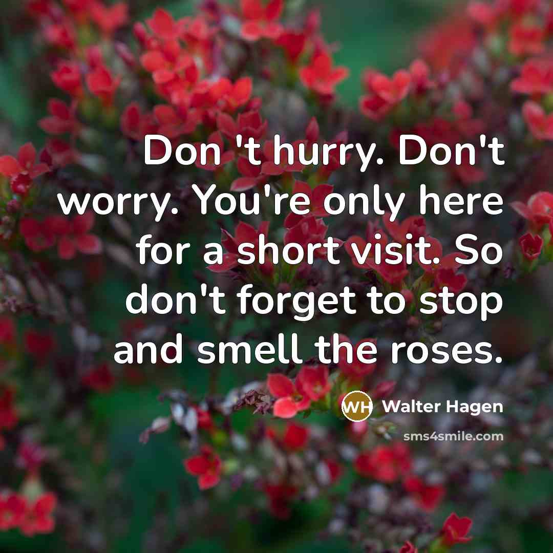 “Don 't hurry. Don't worry. You're only here for a…” quote by Walter Hagen