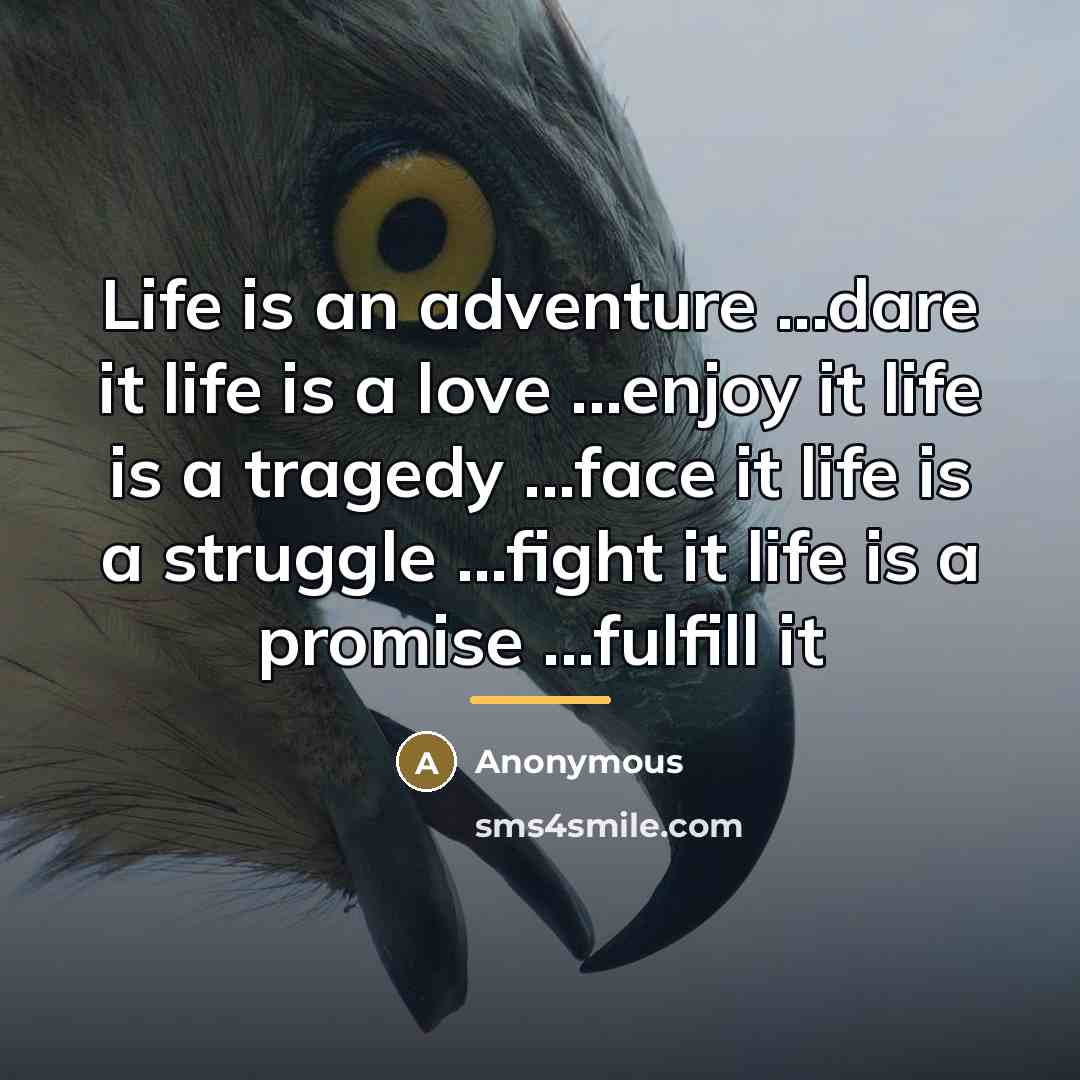 “Life is an adventure ...dare it life is a love…” quote by Anonymous