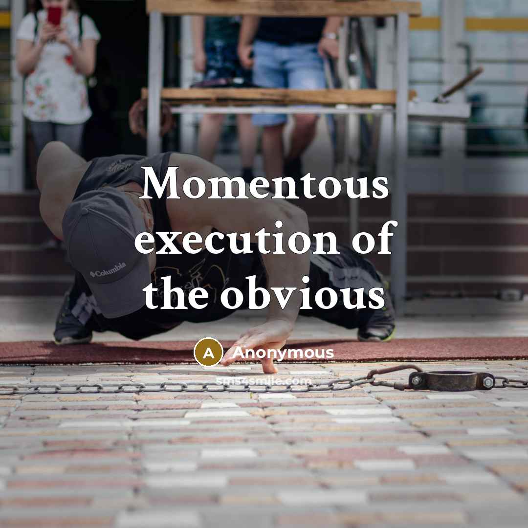 “Momentous execution of the obvious…” quote by Anonymous