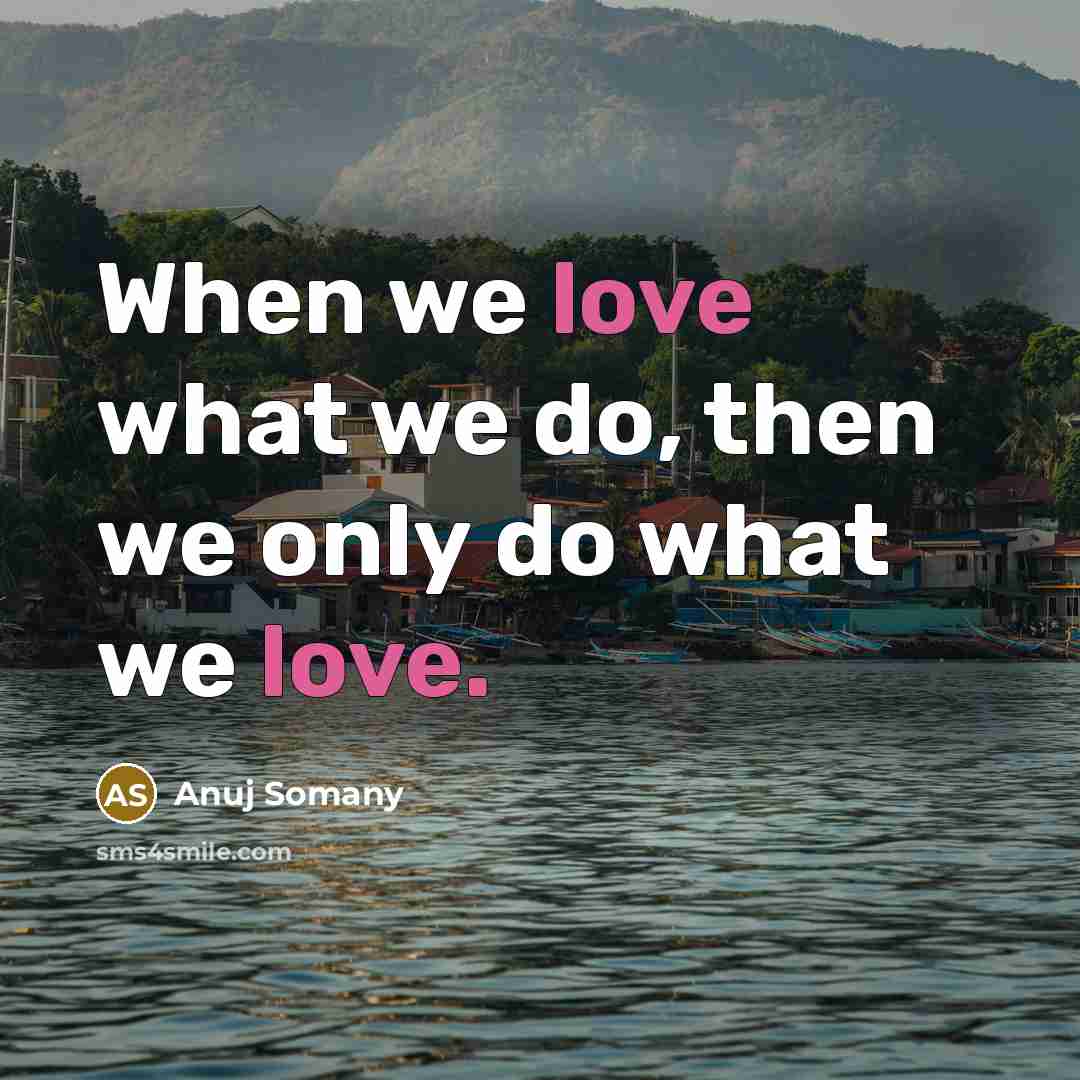 “When we love what we do, then we only do…” quote by Anuj Somany