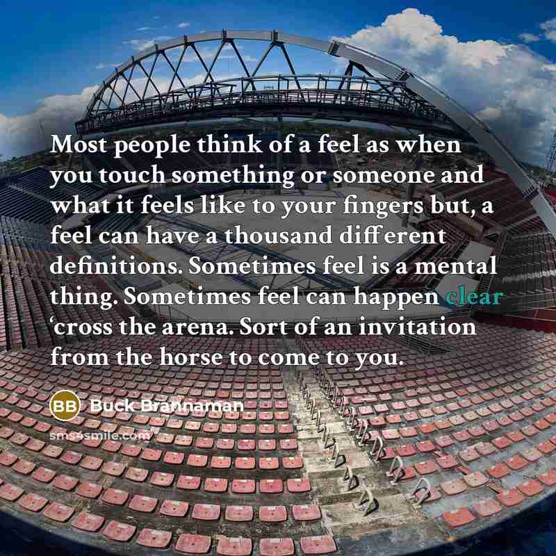 “Most people think of a feel as when you touch…” quote by Buck Brannaman