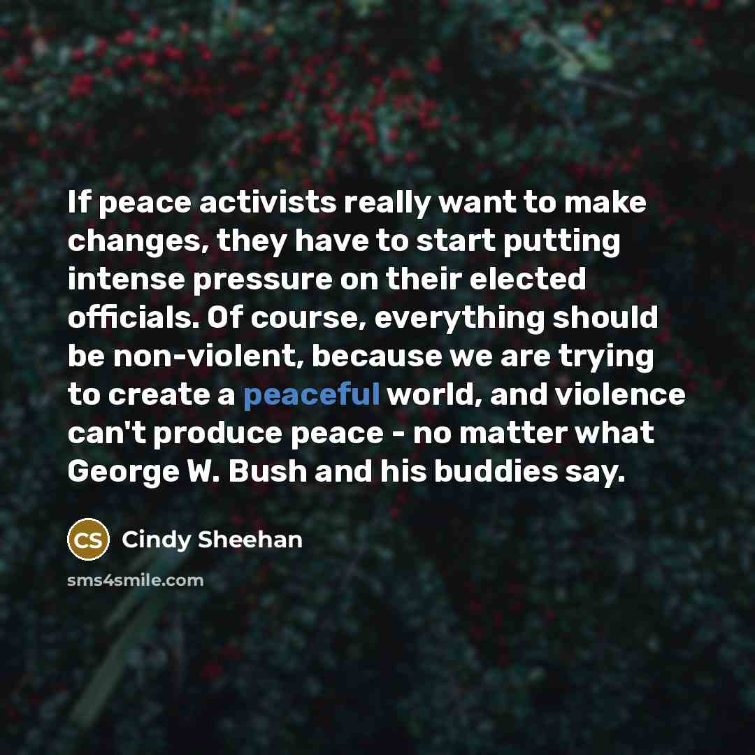 “If peace activists really want to make changes, they have…” quote by Cindy Sheehan