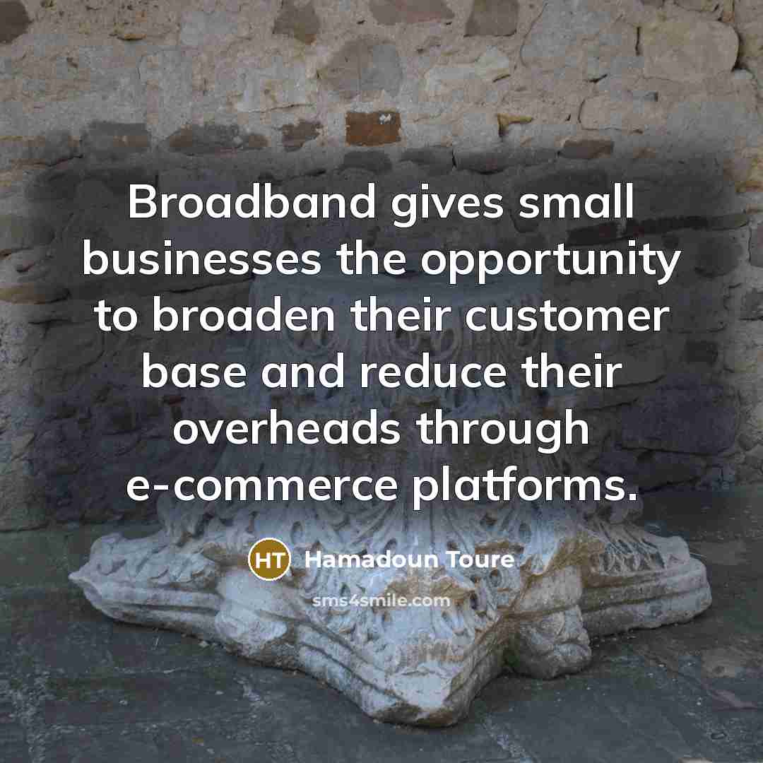 “Broadband gives small businesses the opportunity to broaden their customer…” quote by Hamadoun Toure