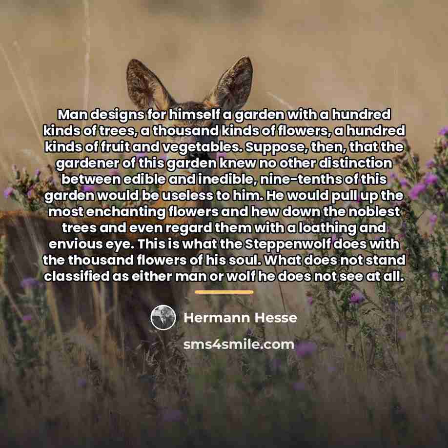 “Man designs for himself a garden with a hundred kinds…” quote by Hermann Hesse