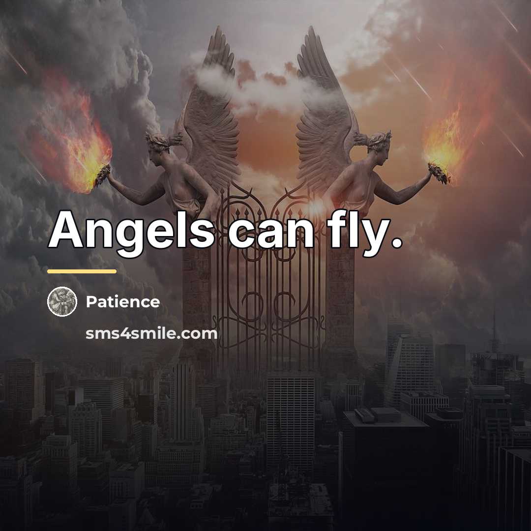 “Angels can fly.…” quote by Patience