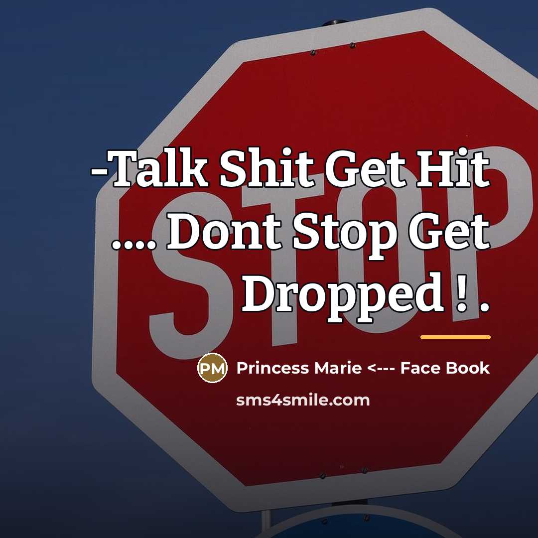 “-Talk Shit Get Hit .... Dont Stop Get Dropped !…” quote by Princess Marie <--- Face Book