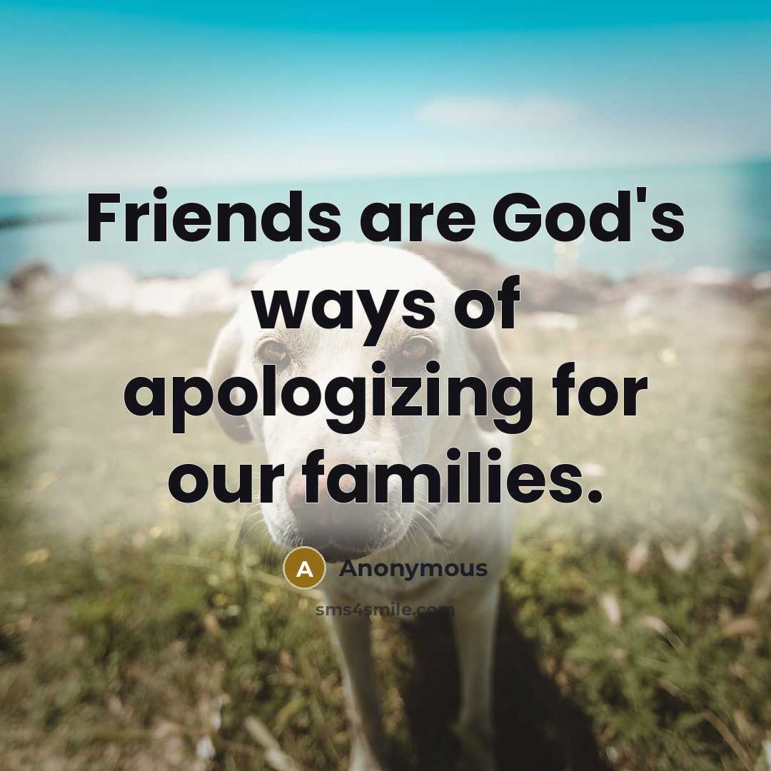 “Friends are God's ways of apologizing for our families.…” quote by Anonymous