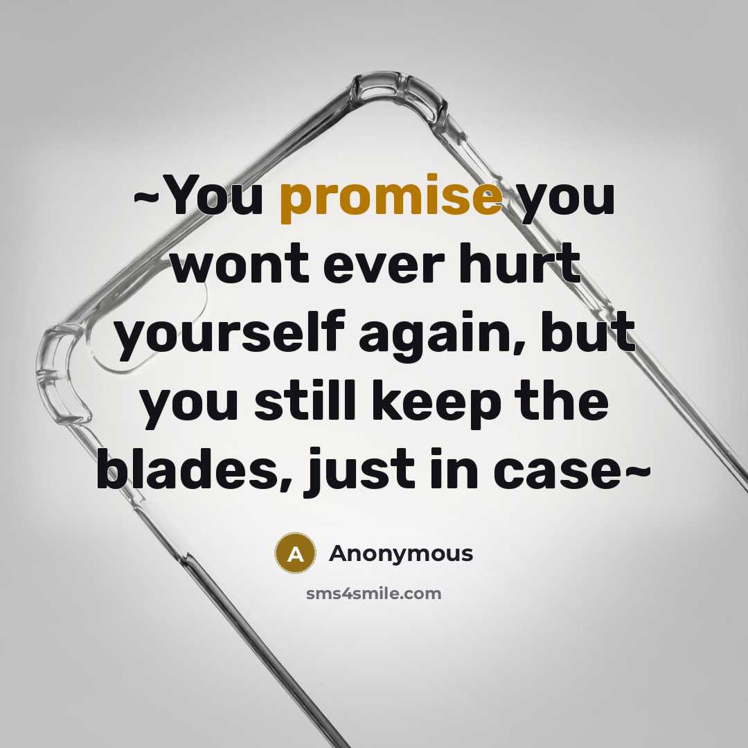 “~You promise you wont ever hurt yourself again, but you…” quote by Anonymous