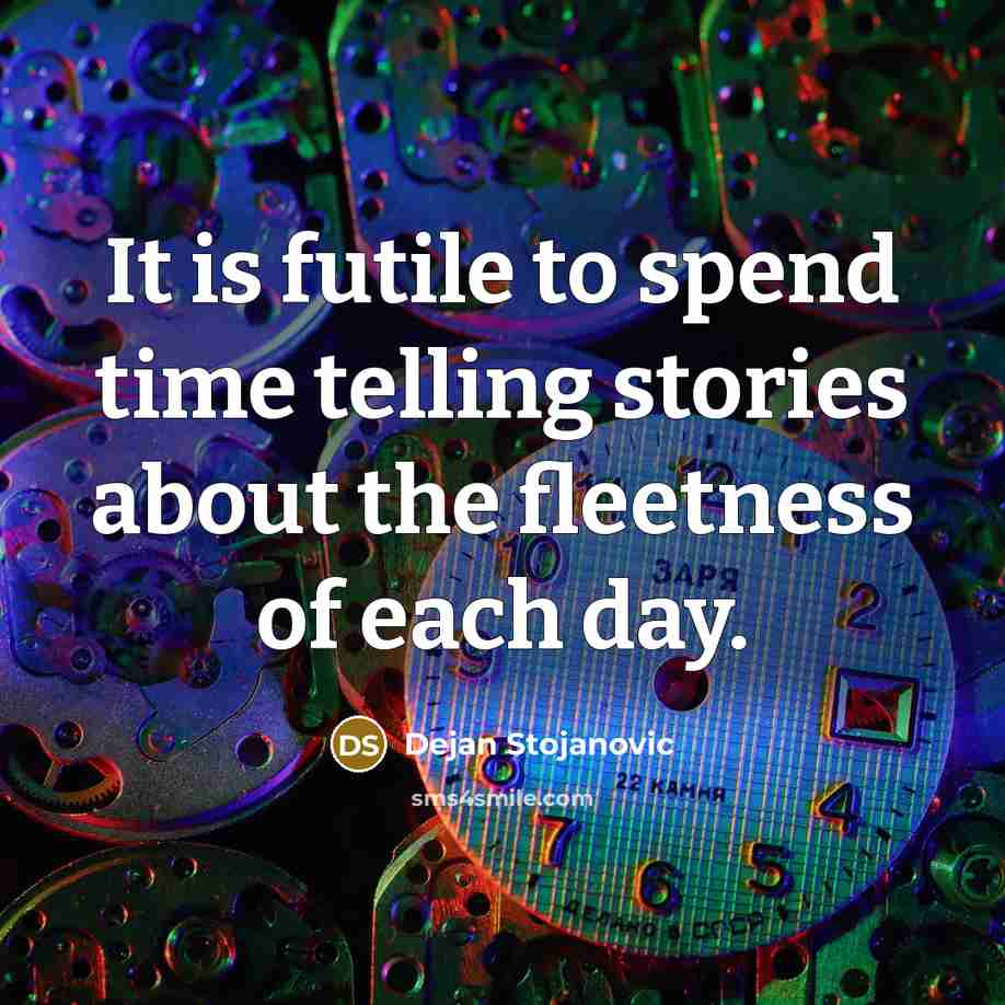 “It is futile to spend time telling stories about the…” quote by Dejan Stojanovic