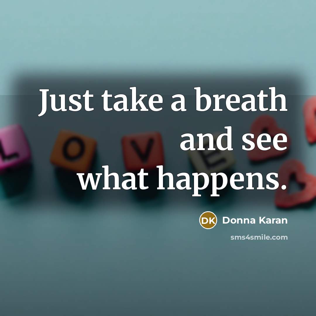 “Just take a breath and see what happens.…” quote by Donna Karan