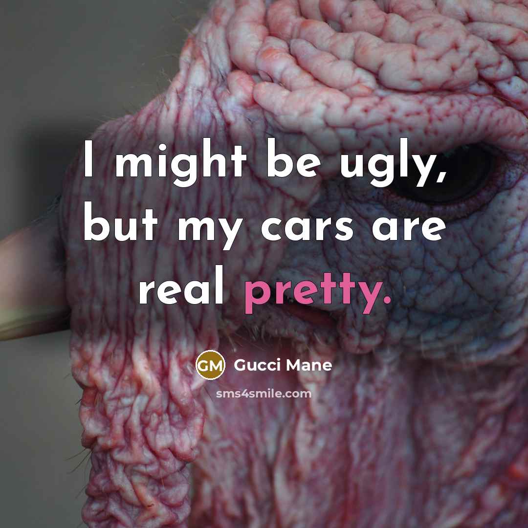 “I might be ugly, but my cars are real pretty.…” quote by Gucci Mane