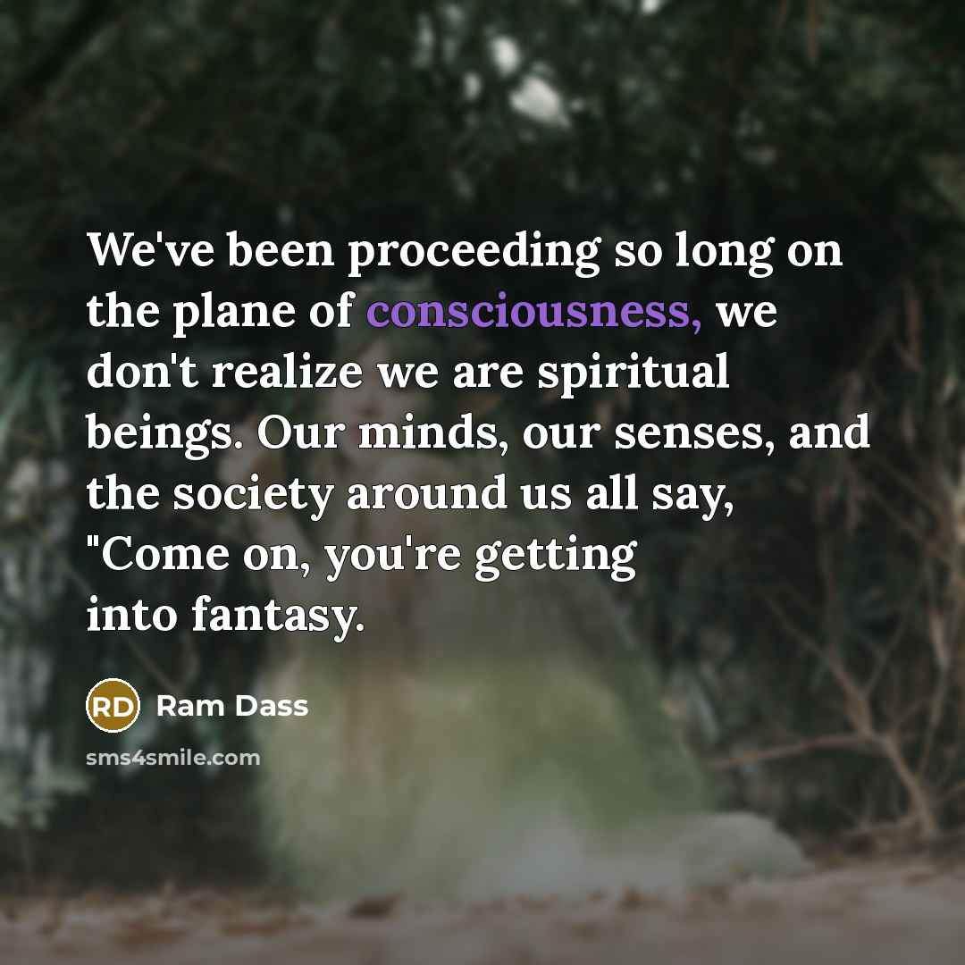 “We've been proceeding so long on the plane of consciousness,…” quote by Ram Dass