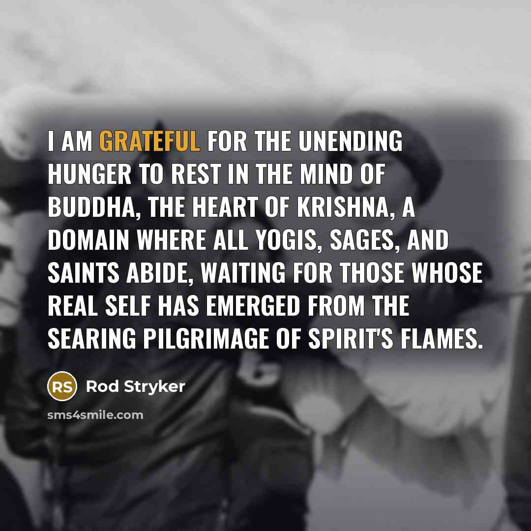 “I am grateful for the unending hunger to rest in…” quote by Rod Stryker