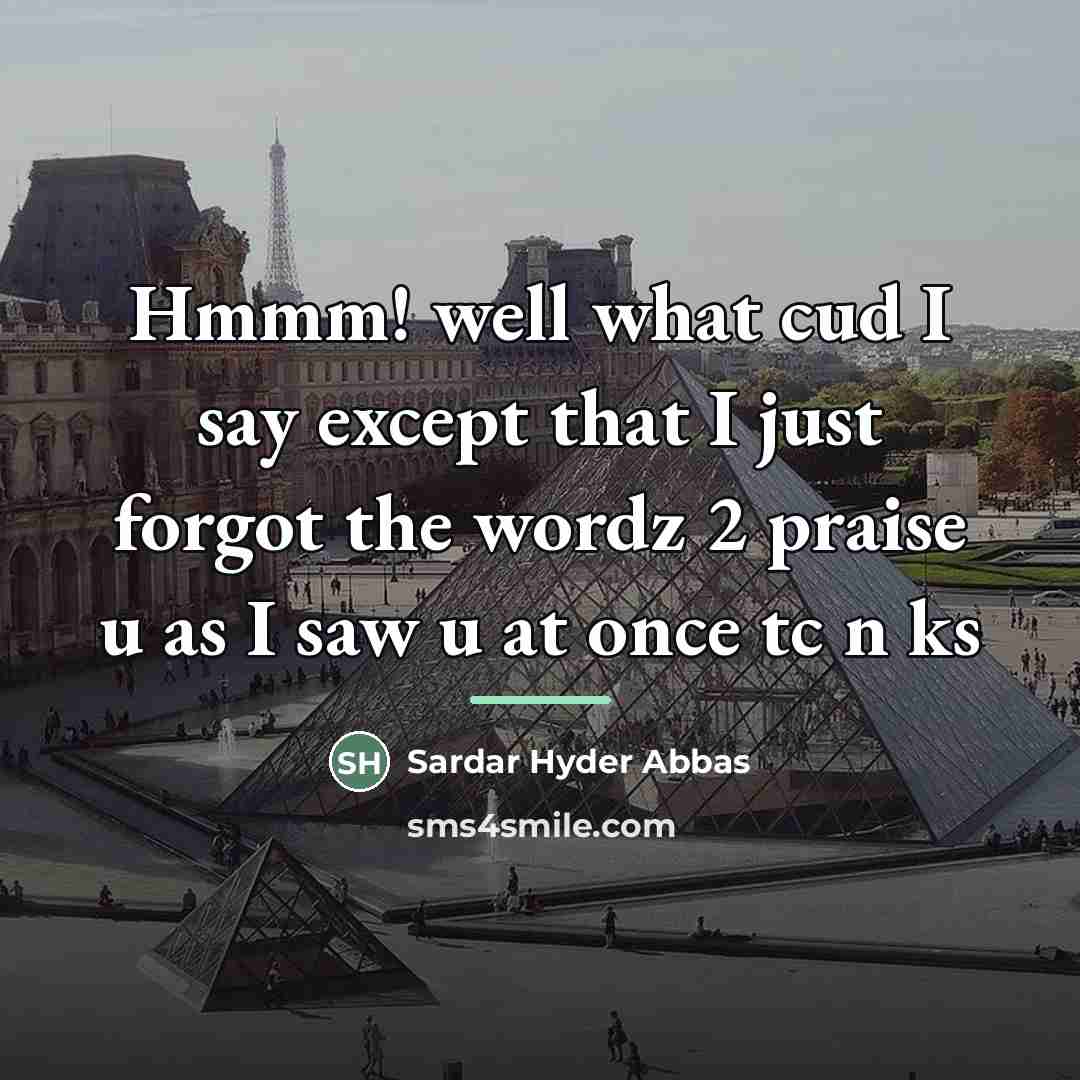 “Hmmm! well what cud I say except that I just…” quote by Sardar Hyder Abbas