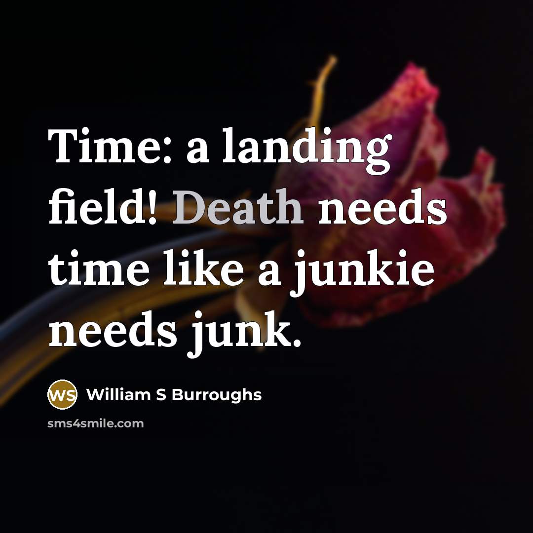 “Time: a landing field! Death needs time like a junkie…” quote by William S Burroughs