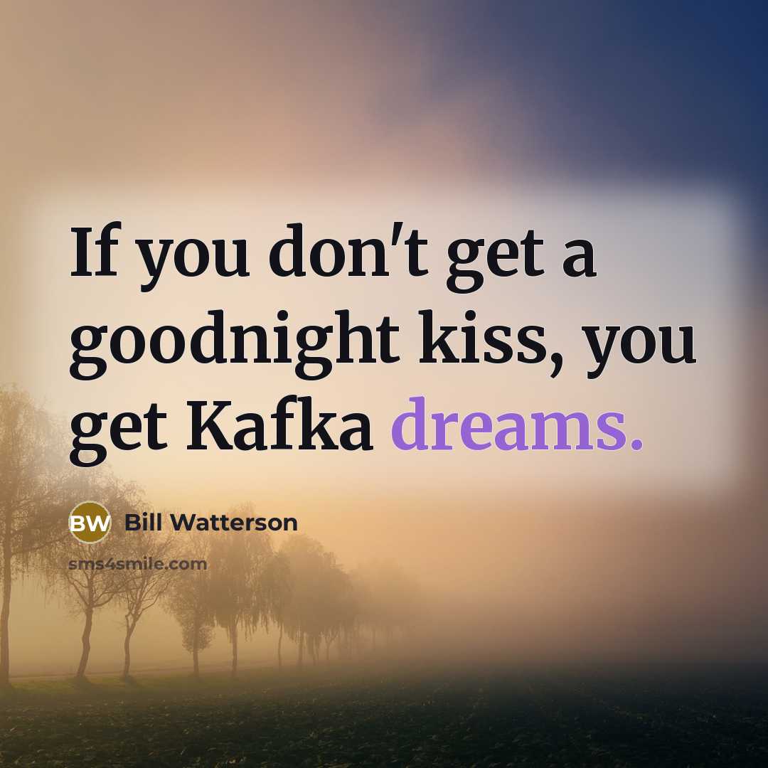 “If you don't get a goodnight kiss, you get Kafka…” quote by Bill Watterson
